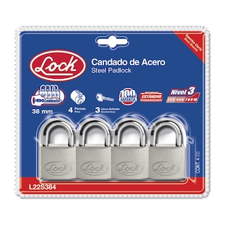 Foto 1 | Foto 1 | Pack Lock 4pz Candado de Acero Corto Llave Estándar Cromo