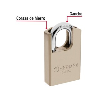Foto 2 | Foto 2 | Candado de Acero Hermex 50mm Llave Anti-ganzúa