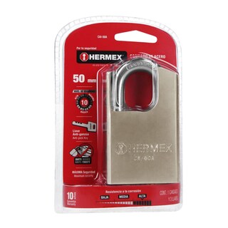 Foto 3 | Foto 3 | Candado de Acero Hermex 50mm Llave Anti-ganzúa