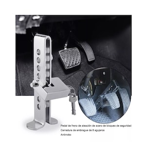 Foto 4 | Foto 4 | Bloqueador Traba Pedal Auto Antirrobo Seguridad + Candado Plata