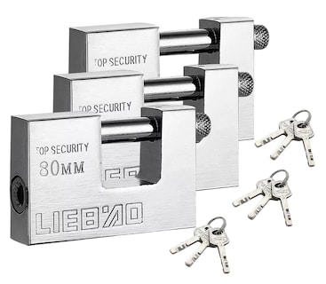 Foto 1 | Foto 1 | Candado Cortina Belug Extraseguridad Metálico 80 mm 3 Piezas
