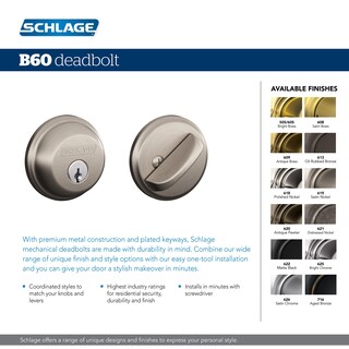 Foto 3 | Foto 3 | Deadbolt Schlage B60n505 Con Llave, 1 Cara, Latón Brillante - Venta Internacional.