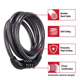 Foto 3 | Foto 3 | Bike Lock Master Lock 8143t Combinación Predeterminada 1 2 M Paquete De 2 - Venta Internacional.