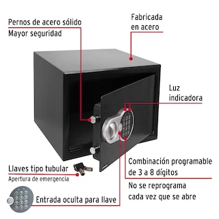Foto 2 | Foto 2 | Caja Fuerte De Seguridad Electrónica Digital Y Llave Hermex 25x35x25 Cm