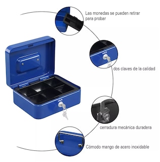 Foto 2 | Foto 2 | Caja Fuerte Metálica De Seguridad Con Llave, Azul/negro