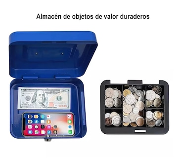 Foto 3 | Foto 3 | Caja Fuerte Metálica De Seguridad Con Llave, Azul/negro