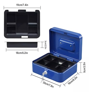 Foto 4 | Foto 4 | Caja Fuerte Metálica De Seguridad Con Llave, Azul/negro