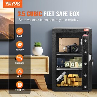 Foto 2 | Foto 2 | Caja Fuerte Vevor De Una Sola Puerta, 98 L, Con Cerradura Con Llave Y Contraseña, Color Negro - Venta Internacional.