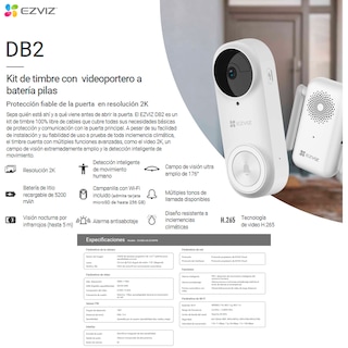 Foto 5 | Foto 5 | Timbre con Cámara Ezviz CS-DB2KIT color Blanco
