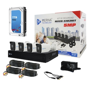 Foto 1 | Foto 1 | Kit Cámaras De Seguridad Cctv Meriva 5 Megapíxeles Dvr 4ch + 4 Cámaras Bullet Metal + Hdd 1tb