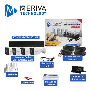 Foto 2 | Foto 2 | Kit Cámaras De Seguridad Cctv Meriva 5 Megapíxeles Dvr 4ch + 4 Cámaras Bullet Metal + Hdd 1tb