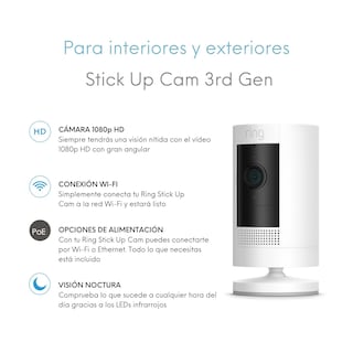 Foto 2 | Foto 2 | Cámara de Seguridad Inalámbrica Ring Stick Up Cam Gen 3 color Blanco con Batería para Interior/Exterior