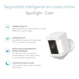 Foto 2 | Foto 2 | Cámara Inalámbrica de Seguridad Ring Spotlight Cam Plus color Blanco con Batería para Exteriores