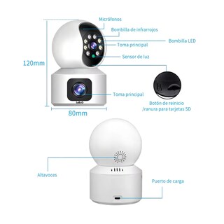 Foto 5 | Foto 5 | Doble Pantalla Cámara De Seguridad Full Hd Con Alarma Lab.g. Blanca