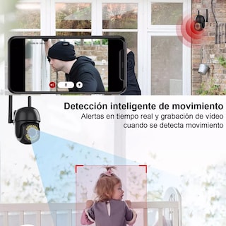 Foto 3 | Foto 3 | Cámara de Seguridad Eo Safe Imports Esi-6163 color Negro Wifi Exterior Inalámbrica con Alarma