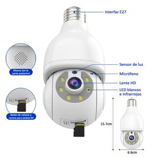 Foto 4 | Foto 4 | Xtellar Foco Inteligente Con Cámara De Seguridad 2mp, Wifi, Visión Nocturna Full Color Y Audio Bidireccional