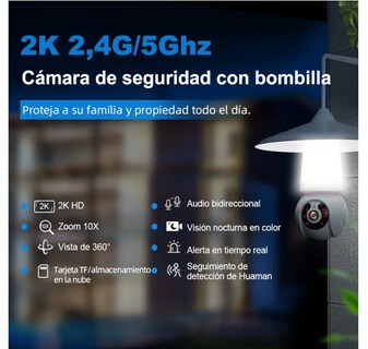 Foto 2 | Foto 2 | Cámara De Seguridad Wifi 360° Con Led Alarma Visión Nocturna Eo Safe Imports Esi-19568 Blanco