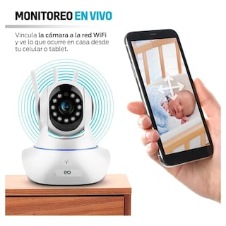 Foto 2 | Foto 2 | Cámara De Seguridad Wifi Para Interiores, Visión Nocturna, Detección De Movimiento Eo Safe Imports Esi-19566 Blanco