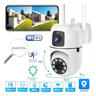 Foto 2 | Foto 2 | Cámara De Seguridad De Doble Lente Wifi 4mp Con Alarma Ip Zoom 10x Eo Safe Imports Esi-19884 Blanco