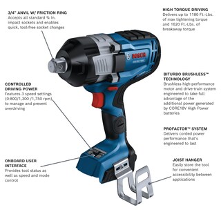 Foto 2 | Foto 2 | Llave De Impacto Bosch Gds18v-1180cn Profactor™ 18v 3/4'' - Venta Internacional.