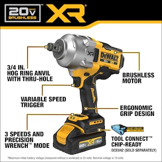Foto 3 | Foto 3 | Llave De Impacto Inalámbrica Dewalt 20v Max Xr 3/4 Con Batería - Venta Internacional.