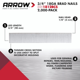 Foto 2 | Foto 2 | Brad Nails Arrow Bn1812bcs Acero Calibre 18 3/4 Pulgadas Paquete De 2000 Unidades - Venta Internacional.
