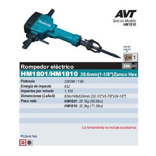 Foto 5 | Foto 5 | Martillo Demoledor 1 1/8 Hexagonal Makita Makhm1801