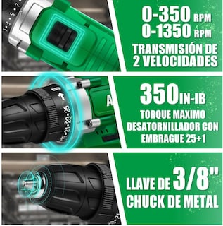 Foto 3 | Foto 3 | Taladro Atornillador Inalámbrico Eo Safe Imports Aa2015-30-2 color Verde