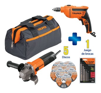 Foto 1 | Foto 1 | Kit Taladro, Esmeriladora, 5 Discos, 5 Brocas, Maleta 16736