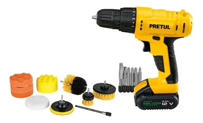 Foto 1 | Foto 1 | Kit Taladro Inalámbrico 3/8 + Accesorios De Limpieza, Pretul