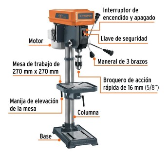 Foto 2 | Foto 2 | Taladro De Piso Mesa Inclinable 12 Velocidad 5/8