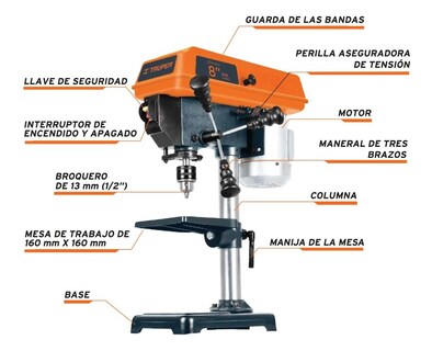 Foto 2 | Foto 2 | Taladro De Piso 1/2 X 8 Truper 16174 Tapi-8