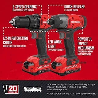 Foto 2 | Foto 2 | Craftsman Set De Taladro Y Destornillador 20 V 2 Baterias