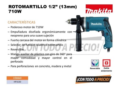 Foto 2 | Foto 2 | Taladro Rotomartillo 710w Makita 1/2 Hp1630 T043