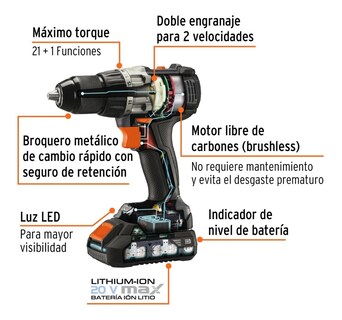 Foto 2 | Foto 2 | Taladro Inalámbrico 1/2 20 V Truper Max 101452