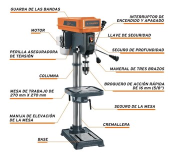 Foto 2 | Foto 2 | Taladro De Piso 5/8 X 13 Truper 16178
