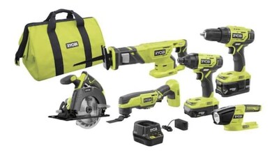 Foto 1 | Foto 1 | Ryobi P1819 Kit 6 Herramientas 18v C/2 Baterías Y Cargador
