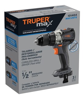Foto 2 | Foto 2 | Taladro Inalámbrico Truper MAX-20TS color Negro 1/2 \" Destornillador 20 V Profesional LED