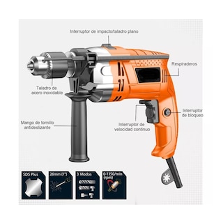 Foto 2 | Foto 2 | Taladro Rotomartillo 1/2'' Herramienta Profesional 810w Eo Safe Imports Esi-3788 color Naranja