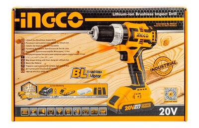 Foto 2 | Foto 2 | Taladro Inalámbrico INGCO UCIDLI20608 color Amarillo 20 V Brushless más 2 Baterías y Maleta