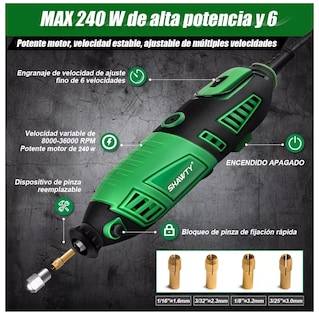 Foto 3 | Foto 3 | Rectificadora Mototool Accesorios Shawty Mini Taladro 240w