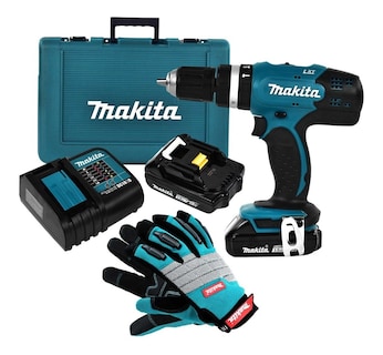 Foto 1 | Foto 1 | Rotomartillo Makita Inalámbrico DHP453SYE +88-1-MK003- M / L / XL color Verde + Guantes M