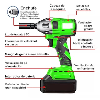 Foto 2 | Foto 2 | Kit Llave De Impacto Inalámbrico Pistola Taladro Recargable 81 Pzs Eo Safe Imports Esi-10175 Multicolor