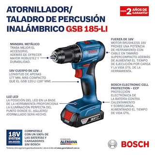 Foto 4 | Foto 4 | Atornillador/Taladro de Percusión Bosch GSB 185-LI