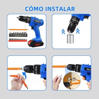 Foto 2 | Foto 2 | Taladro Inalámbrico con 2 Batería de Litio Eo Safe Imports Azul 33 Piezas