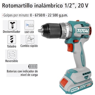 Foto 4 | Foto 4 | Rotomartillo Inalámbrico Total, 1/2'', 20 V.
