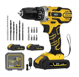 Foto 1 | Foto 1 | Language Taladro Inalámbrico Atornillador Electrico 21v 2 Baterías Eo Safe Imports Esi-2814-1 Amarillo