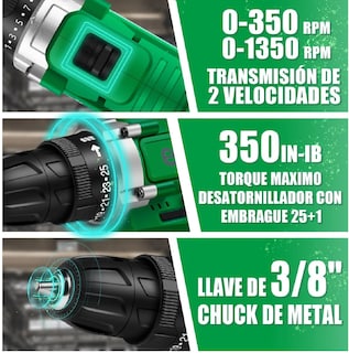 Foto 3 | Foto 3 | Taladro Atornillador Inalámbrico Eo Safe Imports Esi-1513-1 Verde