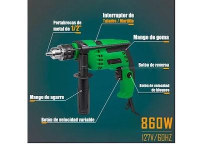 Foto 2 | Foto 2 | Taladro Xtellar Rotomartillo 1/2'' 860w Herramientas Kit Con Brocas