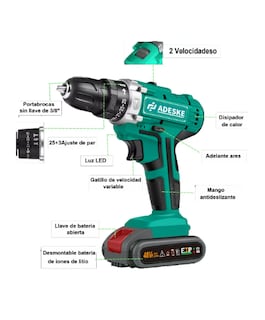 Foto 4 | Foto 4 | Rotomartillo Electroneumático Adeske T66 Inalámbrico con 156w de Potencia